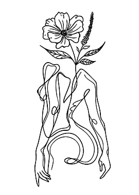 Abstract Floral Figure Line Art