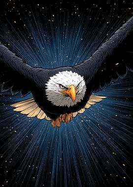 Majestic Eagle Soaring Through Space