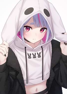 Anime Girl in Bunny Hoodie