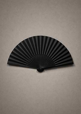 Black Folding Fan on Textured Background