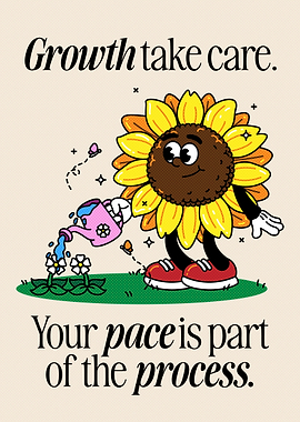 Sunflower watering flowers with Inspirational Quote