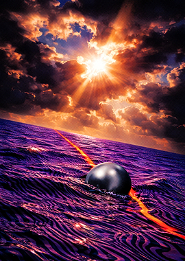 Mysterious Sphere in Ocean Under Dramatic Sky tame impala