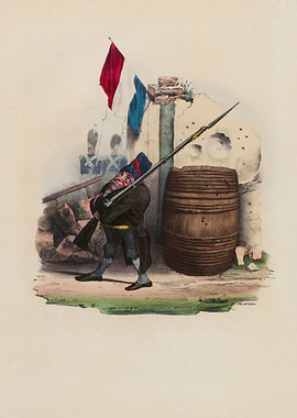 Caricature of a soldier with a rifle