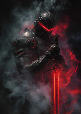 Dark Knight with Glowing Sword