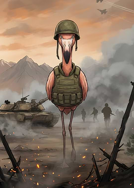 Flamingo Soldier in War Zone