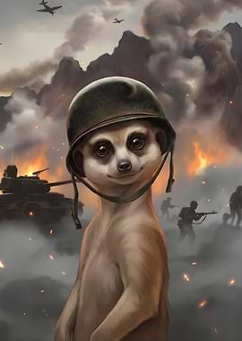 Meerkat Soldier in War Zone