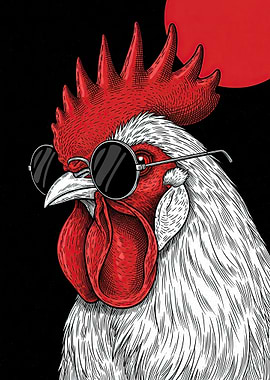 Cool Rooster Wearing Sunglasses