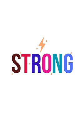 Strong text with lightning bolt