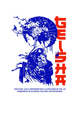 Geisha with Umbrella and Flowers