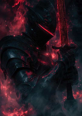 Dark Knight with Red Sword