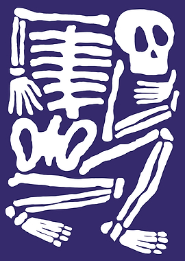 White Skeleton on Purple Background