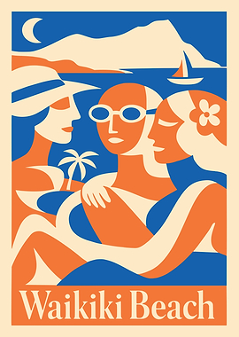 Waikiki Beach Vintage Poster