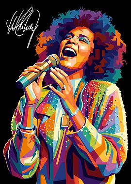 Whitney Houston Singing Pop Art
