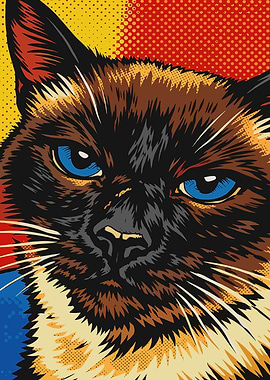 Siamese Cat Pop Art Portrait