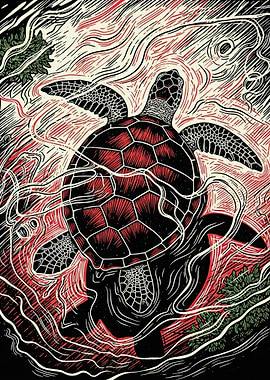 Red Sea Turtle in Water