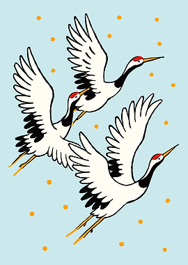 Flying Cranes Wall Art Print