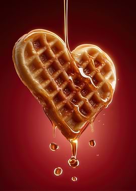Heart-shaped Waffle with Syrup