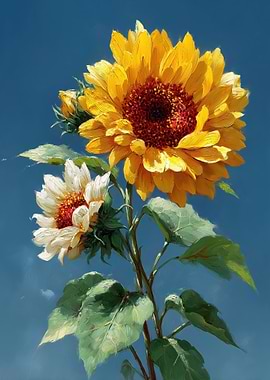 Sunflowers Against Blue Sky