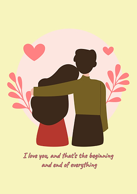 Couple Embracing with Hearts