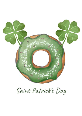 Saint Patrick's Day Donut with Shamrocks