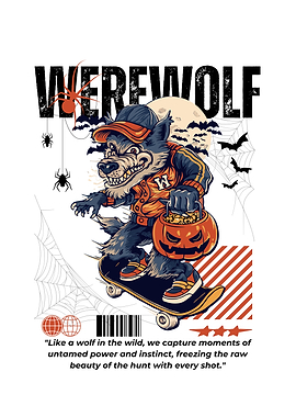 Werewolf Skater with Pumpkin Candy Bucket