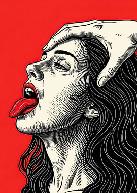 Woman's Face with Hand