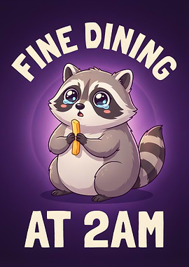 Crying Raccoon Eating French Fry