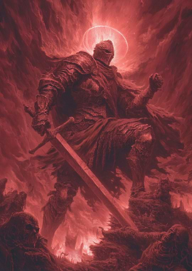 Red Knight with Sword and Halo