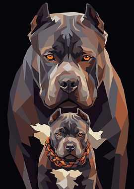 Two Pit Bulls with Orange Eyes