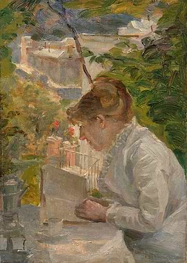 Woman Reading on a Balcony