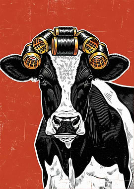 Cow with Hair Rollers