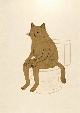 Cat Sitting on Toilet