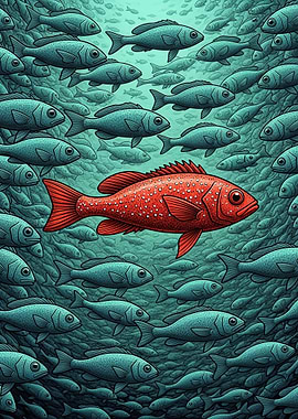 Red Fish Among Blue Fish