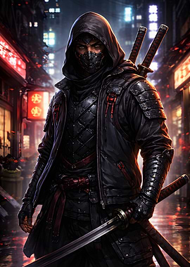 Ninja in a Cyberpunk City