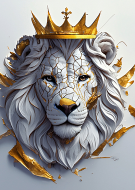 Majestic Lion with Golden Crown