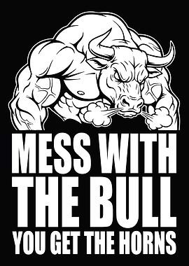 Aggressive Bull with Text