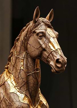 Kintsugi Horse Sculpture