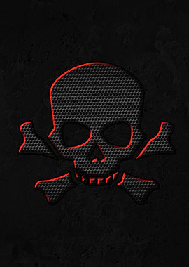 Skull and Crossbones with Red Outline