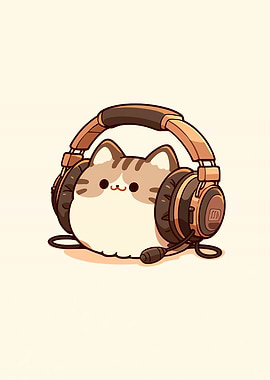 Cute Cat Wearing Headphones