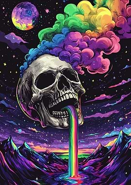 Psychedelic Skull Rainbow Vomit