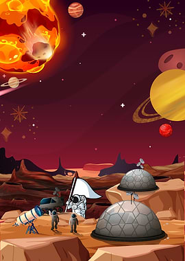 Astronauts on Mars with Domes