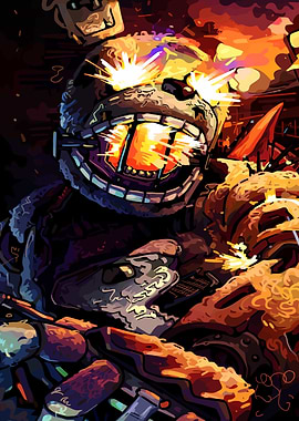 Springtrap Scrap Baby in Fiery Chaos