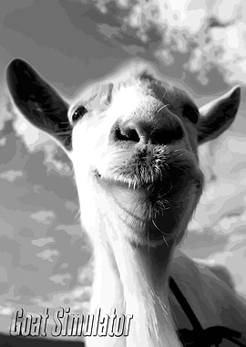Goat Simulator Game Cover Black White