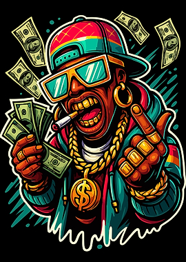 Lil Wayne Rapper with Money and Cigarette