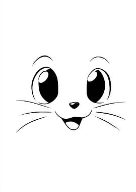 Cute Cartoon Cat Face