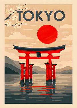 Tokyo Torii Gate and Sun