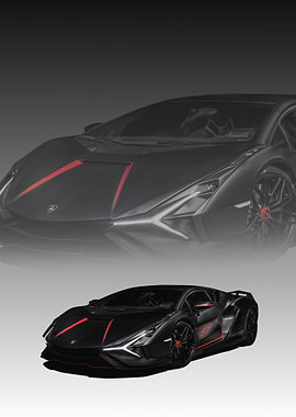 Black Lamborghini with Red Accents