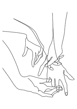 Abstract Line Art Hands