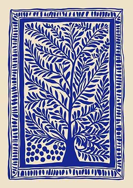 Blue Tree of Life with Border