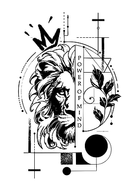 Lion Head with Geometric Design